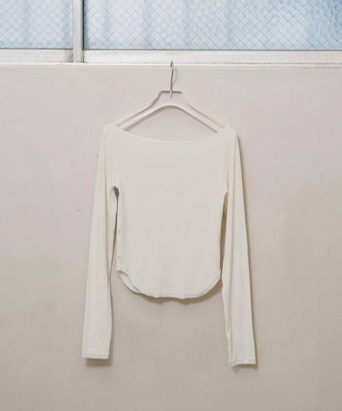 TODAYFUL(トゥデイフル)の「【TODAYFUL/トゥデイフル】Soft Fraice Tops/ソフトフライストップス(Tシャツ/カットソー・レディース・グレー/ホワイト/スミクロ・FREE)」の7枚目の写真