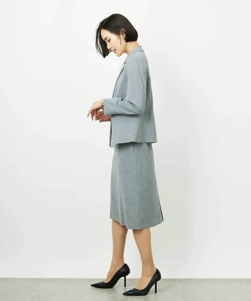 MICHEL KLEIN（ミッシェル・クラン）の「[セットアップ対応]セミフレアSK（スカート・レディース・グレー/ブラック・38）」の4枚目の写真