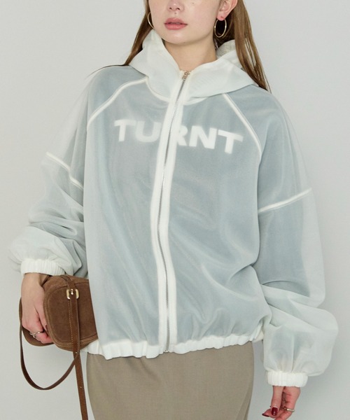 enhaut（アンオート）の「シアーダンボール ジップパーカー（パーカー・レディース・ホワイト/ブラック/グレイッシュベージュ・FREE）」の2枚目の写真