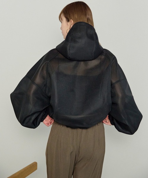 enhaut（アンオート）の「シアーダンボール ジップパーカー（パーカー・レディース・ホワイト/ブラック/グレイッシュベージュ・FREE）」の20枚目の写真