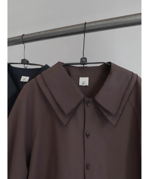 FIL DE FER（フィルデフェール）の「【予約】アイスコットンブロード　ダブルカラーブラウス（シャツ/ブラウス・レディース・ブラウン/ネイビー・FREE）」の22枚目の写真