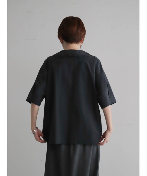 FIL DE FER（フィルデフェール）の「【予約】アイスコットンブロード　ダブルカラーブラウス（シャツ/ブラウス・レディース・ブラウン/ネイビー・FREE）」の13枚目の写真