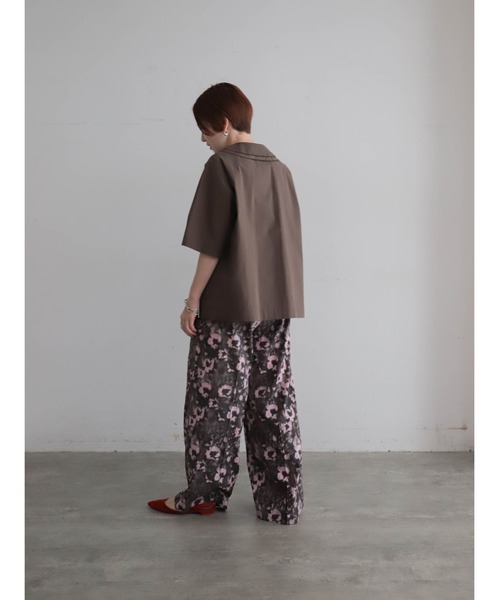 FIL DE FER（フィルデフェール）の「【予約】アイスコットンブロード　ダブルカラーブラウス（シャツ/ブラウス・レディース・ブラウン/ネイビー・FREE）」の9枚目の写真