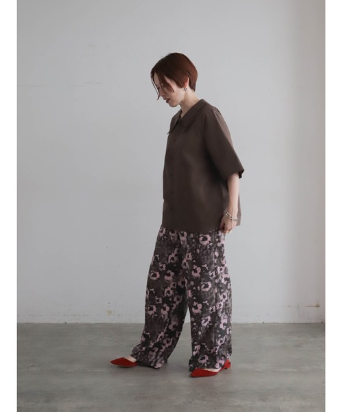 FIL DE FER（フィルデフェール）の「【予約】アイスコットンブロード　ダブルカラーブラウス（シャツ/ブラウス・レディース・ブラウン/ネイビー・FREE）」の7枚目の写真