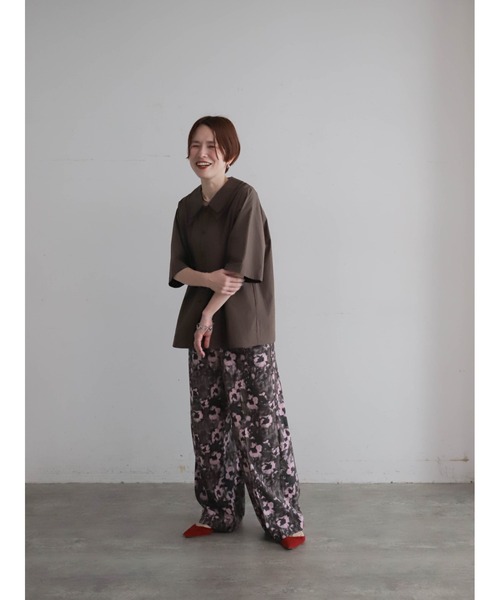 FIL DE FER（フィルデフェール）の「【予約】アイスコットンブロード　ダブルカラーブラウス（シャツ/ブラウス・レディース・ブラウン/ネイビー・FREE）」の10枚目の写真