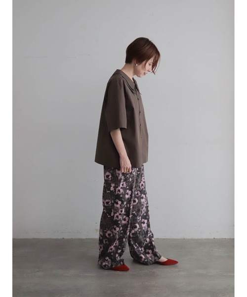 FIL DE FER（フィルデフェール）の「【予約】アイスコットンブロード　ダブルカラーブラウス（シャツ/ブラウス・レディース・ブラウン/ネイビー・FREE）」の8枚目の写真