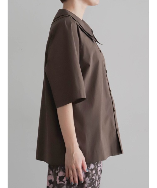 FIL DE FER（フィルデフェール）の「【予約】アイスコットンブロード　ダブルカラーブラウス（シャツ/ブラウス・レディース・ブラウン/ネイビー・FREE）」の19枚目の写真