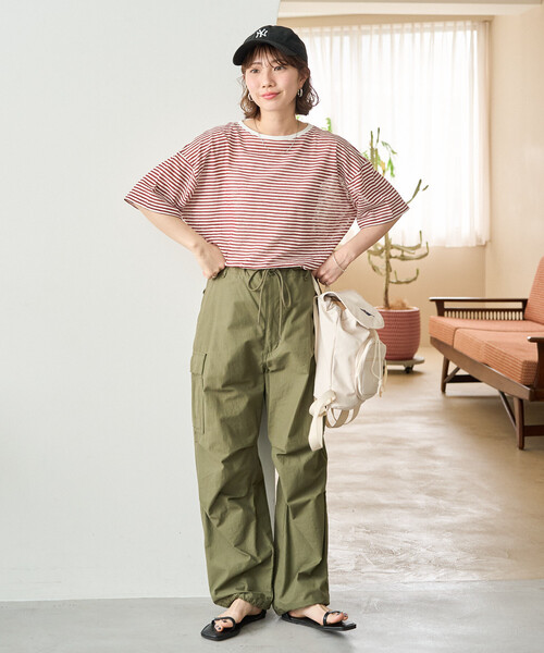 FREAK'S STORE（フリークスストア）の「限定展開　シアー ボーダー 半袖 Tシャツ（Tシャツ/カットソー・レディース・レッド/ブルー/ブラウン/ライトグレー/ブルーグリーン/ブラック・ﾌﾘ-）」の19枚目の写真