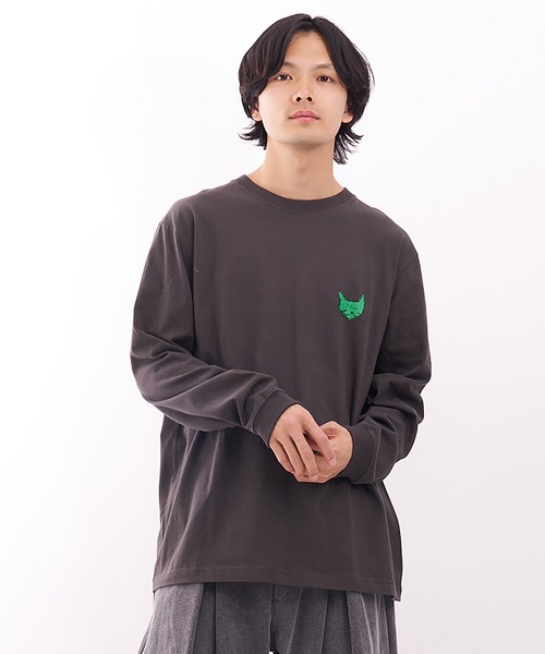 Nora Lily（ノラリリー）の「【Nora Lily】Drawing NEKO Print L/S Tee（Tシャツ/カットソー・メンズ・ネイビー/ブルー/ヘザーグレー/チャコールグレー/バーガンディー・LARGE）」の2枚目の写真