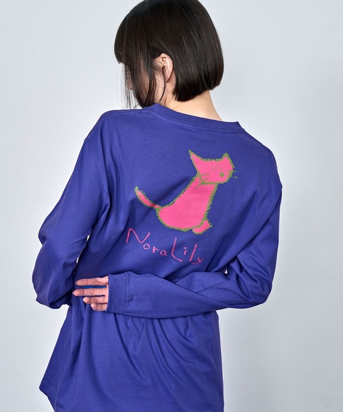 Nora Lily（ノラリリー）の「【Nora Lily】Drawing NEKO Print L/S Tee（Tシャツ/カットソー・メンズ・ネイビー/ブルー/ヘザーグレー/チャコールグレー/バーガンディー・LARGE）」の5枚目の写真