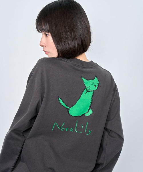 Nora Lily（ノラリリー）の「【Nora Lily】Drawing NEKO Print L/S Tee（Tシャツ/カットソー・メンズ・ネイビー/ブルー/ヘザーグレー/チャコールグレー/バーガンディー・LARGE）」の6枚目の写真