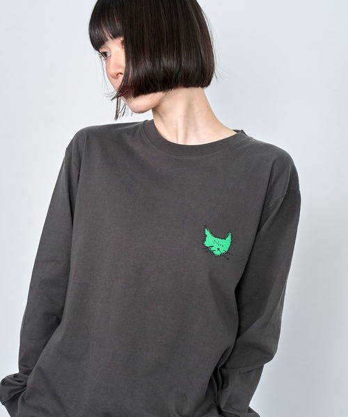 Nora Lily（ノラリリー）の「【Nora Lily】Drawing NEKO Print L/S Tee（Tシャツ/カットソー・メンズ・ネイビー/ブルー/ヘザーグレー/チャコールグレー/バーガンディー・LARGE）」の7枚目の写真