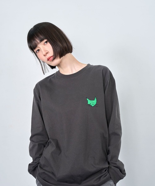 Nora Lily（ノラリリー）の「【Nora Lily】Drawing NEKO Print L/S Tee（Tシャツ/カットソー・メンズ・ネイビー/ブルー/ヘザーグレー/チャコールグレー/バーガンディー・LARGE）」の9枚目の写真