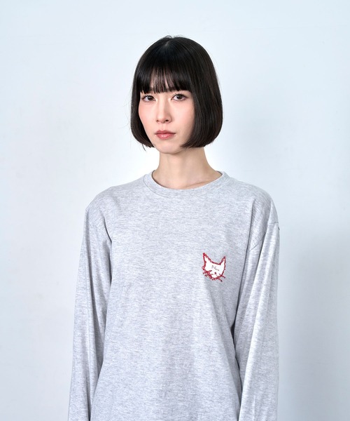 Nora Lily（ノラリリー）の「【Nora Lily】Drawing NEKO Print L/S Tee（Tシャツ/カットソー・メンズ・ネイビー/ブルー/ヘザーグレー/チャコールグレー/バーガンディー・LARGE）」の16枚目の写真