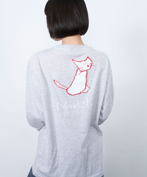 Nora Lily（ノラリリー）の「【Nora Lily】Drawing NEKO Print L/S Tee（Tシャツ/カットソー・メンズ・ネイビー/ブルー/ヘザーグレー/チャコールグレー/バーガンディー・LARGE）」の19枚目の写真