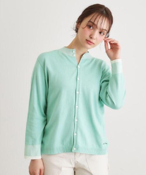 LAURA ASHLEY(ローラアシュレイ)の「【人気デザイン!日本製/ロゴ刺繍入り/ワンマイルウエア】コットン ニットカーディガン(カーディガン/ボレロ・レディース・グリーン系その他4/ブルー系2/アイボリー系2・38)」の2枚目の写真
