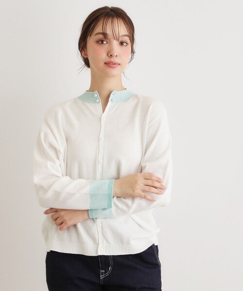 LAURA ASHLEY(ローラアシュレイ)の「【人気デザイン!日本製/ロゴ刺繍入り/ワンマイルウエア】コットン ニットカーディガン(カーディガン/ボレロ・レディース・グリーン系その他4/ブルー系2/アイボリー系2・38)」の4枚目の写真