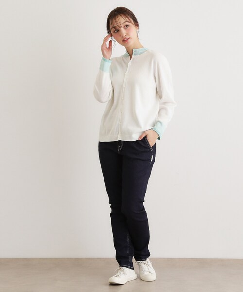 LAURA ASHLEY(ローラアシュレイ)の「【人気デザイン!日本製/ロゴ刺繍入り/ワンマイルウエア】コットン ニットカーディガン(カーディガン/ボレロ・レディース・グリーン系その他4/ブルー系2/アイボリー系2・38)」の5枚目の写真