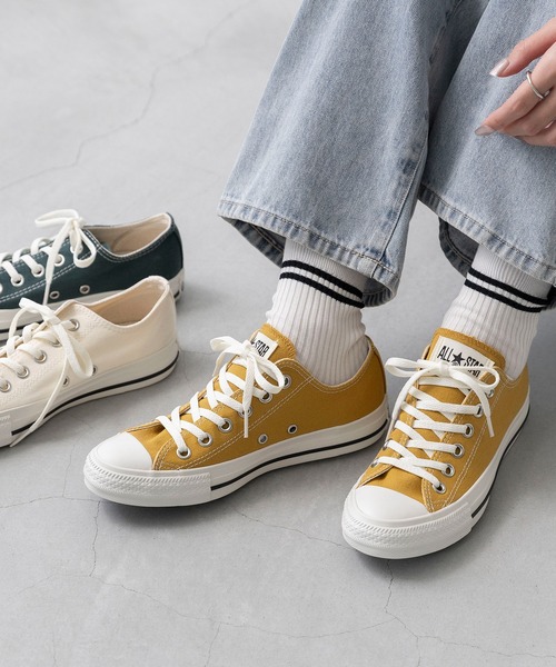 CONVERSE（コンバース）の「CONVERSE ALL STAR WASHEDCANVAS OX コンバース オールスター ウォッシュドキャンバス ローカット スニーカー（スニーカー・レディース・イエロー/グリーン/ホワイト・22.5cm/24.0cm/24.5cm/23.0cm/23.5cm/25.0cm/25.5cm/26.0cm/22.0cm）」の2枚目の写真