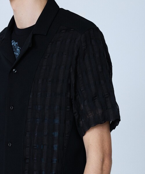 5351 POUR LES HOMMES（ゴーサンゴーイチプールオム）の「【コンビネーション】シアー チェック 半袖シャツ（シャツ/ブラウス・メンズ・ブラック/ネイビー・50/48/46/44）」の8枚目の写真