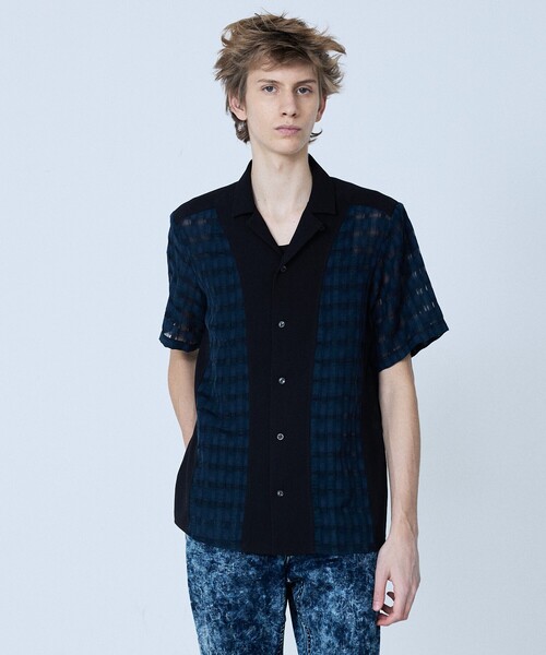 5351 POUR LES HOMMES（ゴーサンゴーイチプールオム）の「【コンビネーション】シアー チェック 半袖シャツ（シャツ/ブラウス・メンズ・ブラック/ネイビー・50/48/46/44）」の14枚目の写真