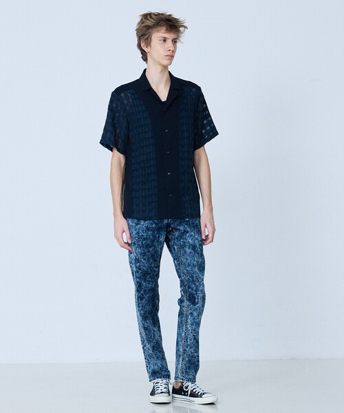 5351 POUR LES HOMMES（ゴーサンゴーイチプールオム）の「【コンビネーション】シアー チェック 半袖シャツ（シャツ/ブラウス・メンズ・ブラック/ネイビー・50/48/46/44）」の15枚目の写真