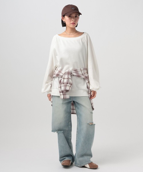 BAYFLOW（ベイフロー）の「[WEB限定]ルーズスウェット（スウェット・レディース・グレー/オフホワイト/ベージュ/ブラック/ピンク・FREE）」の16枚目の写真