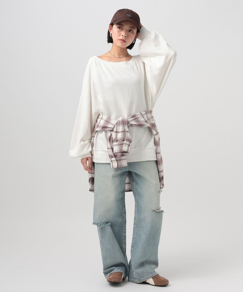 BAYFLOW（ベイフロー）の「[WEB限定]ルーズスウェット（スウェット・レディース・グレー/オフホワイト/ベージュ/ブラック/ピンク・FREE）」の17枚目の写真