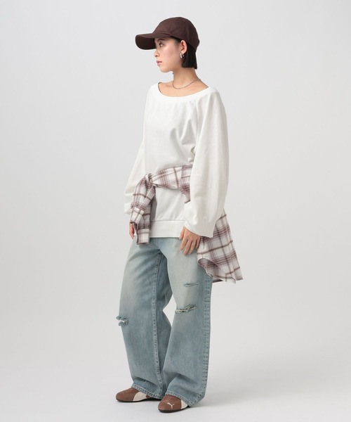 BAYFLOW（ベイフロー）の「[WEB限定]ルーズスウェット（スウェット・レディース・グレー/オフホワイト/ベージュ/ブラック/ピンク・FREE）」の18枚目の写真