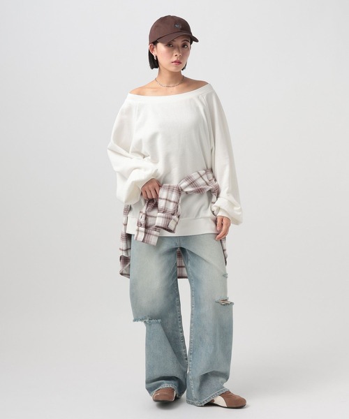 BAYFLOW（ベイフロー）の「[WEB限定]ルーズスウェット（スウェット・レディース・グレー/オフホワイト/ベージュ/ブラック/ピンク・FREE）」の19枚目の写真