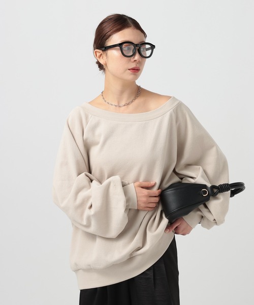 BAYFLOW（ベイフロー）の「[WEB限定]ルーズ2WAYオフショルスウェット（スウェット・レディース・グレー/オフホワイト/ベージュ/ブラック/ピンク・FREE）」の8枚目の写真