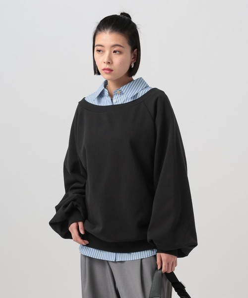 BAYFLOW（ベイフロー）の「[WEB限定]ルーズ2WAYオフショルスウェット（スウェット・レディース・グレー/オフホワイト/ベージュ/ブラック/ピンク・FREE）」の19枚目の写真