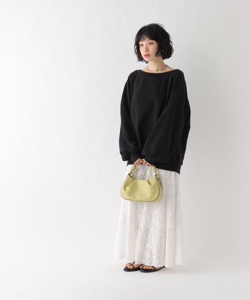 BAYFLOW（ベイフロー）の「[WEB限定]ルーズ2WAYオフショルスウェット（スウェット・レディース・グレー/オフホワイト/ベージュ/ブラック/ピンク・FREE）」の13枚目の写真