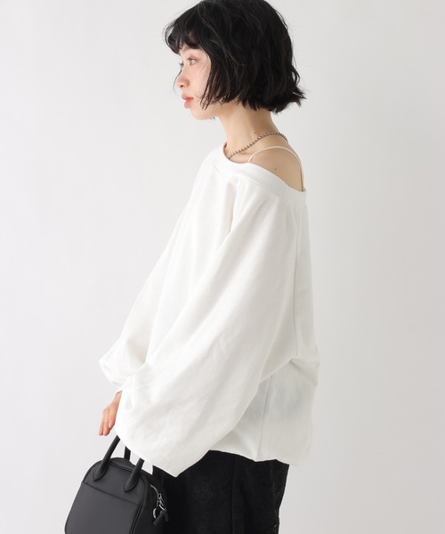BAYFLOW（ベイフロー）の「[WEB限定]ルーズ2WAYオフショルスウェット（スウェット・レディース・グレー/オフホワイト/ベージュ/ブラック/ピンク・FREE）」の15枚目の写真