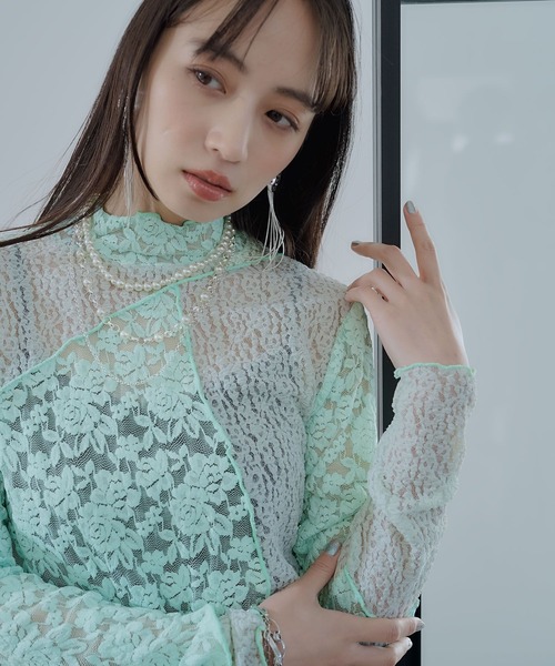 HARE(ハレ)の「ドッキングレースシアートップス(HARE)(Tシャツ/カットソー・レディース・ブラック/ホワイト/グリーン・FREE)」の14枚目の写真