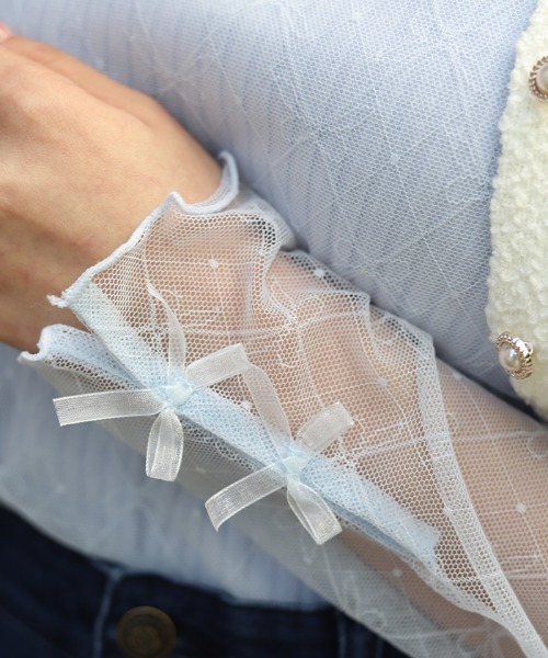 axes femme（アクシーズファム）の「Ｗリボンシアーインナー（Tシャツ/カットソー・レディース・ホワイト/サックスブルー/ブラック・FREE）」の7枚目の写真