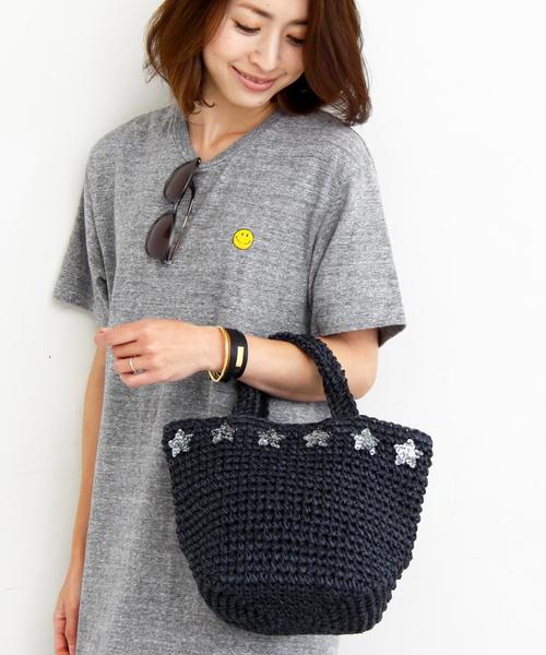 BEAUTY&YOUTH UNITED ARROWS(ビューティーアンドユースユナイテッドアローズ)の「BY∵ ペーパースタースパンコールミニトート◆(トートバッグ・レディース・ブラック/ベージュ/オリーブ・FREE)」の1枚目の写真