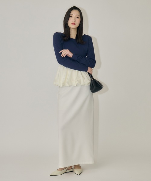 NEUNA(ヌナ)の「バックシャンバルーンペプラムトップス(Tシャツ/カットソー・レディース・ブラウン/ネイビー/ブラック・FREE)」の12枚目の写真