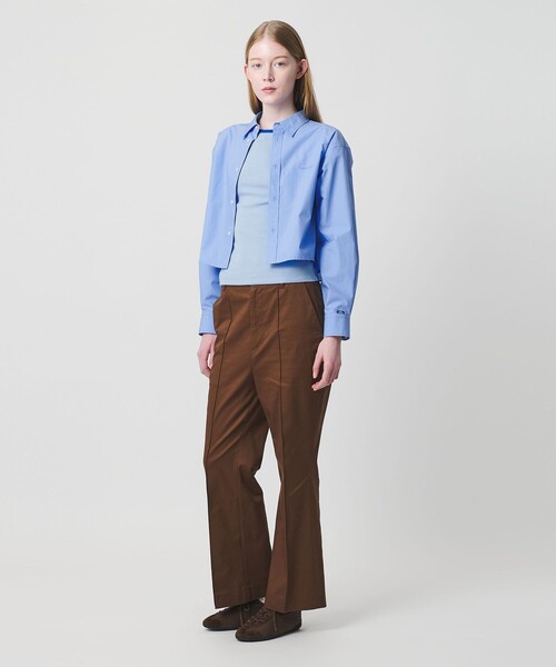 NICE WEATHER(ナイスウェザー)の「<NICE WEATHER>ロゴ クロップド シャツ(シャツ/ブラウス・レディース・ホワイト/ライトブルー・S/M)」の3枚目の写真