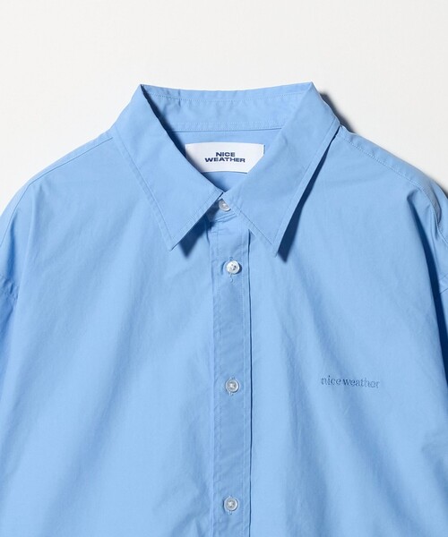 NICE WEATHER(ナイスウェザー)の「<NICE WEATHER>ロゴ クロップド シャツ(シャツ/ブラウス・レディース・ホワイト/ライトブルー・S/M)」の9枚目の写真