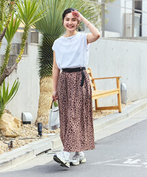 THOUSAND MILE × FREAK'S STORE/サウザンドマイル 別注 UVカット Tシャツ スカートセットアップ/デニムライク/レオパード