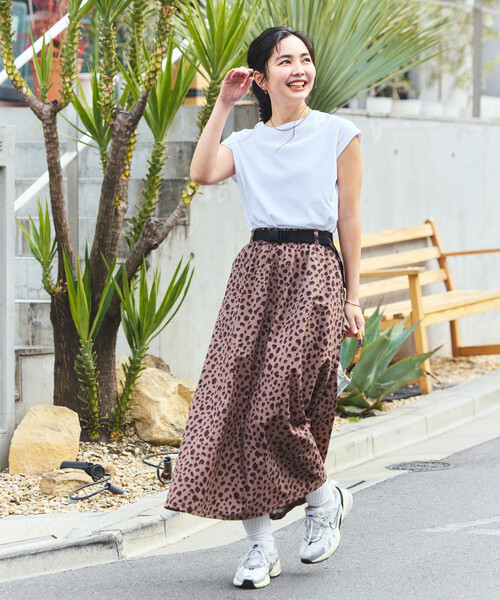 FREAK'S STORE(フリークスストア)の「THOUSAND MILE × FREAK'S STORE/サウザンドマイル 別注 UVカット Tシャツ スカートセットアップ/デニムライク/レオパード(スカート・レディース・ネイビー/レオパード・フリ-)」の7枚目の写真