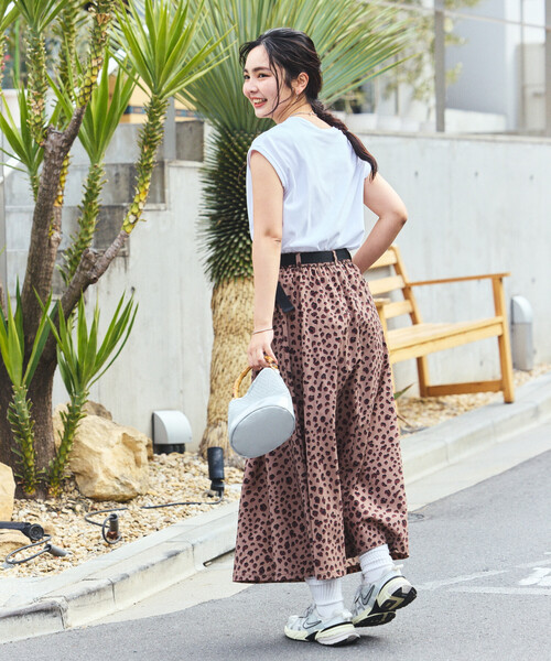 FREAK'S STORE(フリークスストア)の「THOUSAND MILE × FREAK'S STORE/サウザンドマイル 別注 UVカット Tシャツ スカートセットアップ/デニムライク/レオパード(スカート・レディース・ネイビー/レオパード・フリ-)」の8枚目の写真