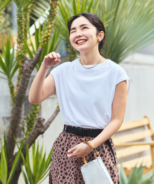 FREAK'S STORE(フリークスストア)の「THOUSAND MILE × FREAK'S STORE/サウザンドマイル 別注 UVカット Tシャツ スカートセットアップ/デニムライク/レオパード(スカート・レディース・ネイビー/レオパード・フリ-)」の14枚目の写真