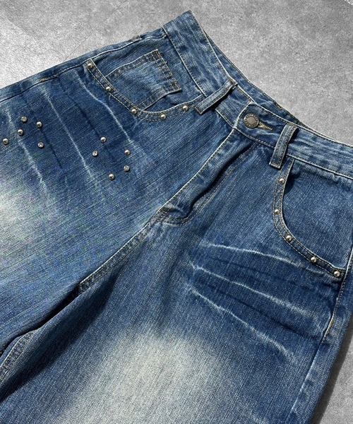 MATU:TA(マトゥータ)の「スタッズバミューダデニムパンツ / ハーフデニム 海外ガール ストリート Aライン スタッズ ウォッシュド 膝下 2サイズ展開 S M ブルー ダークブルー(デニムパンツ・レディース・ダークブルー/ブルー・SMALL/MEDIUM)」の19枚目の写真