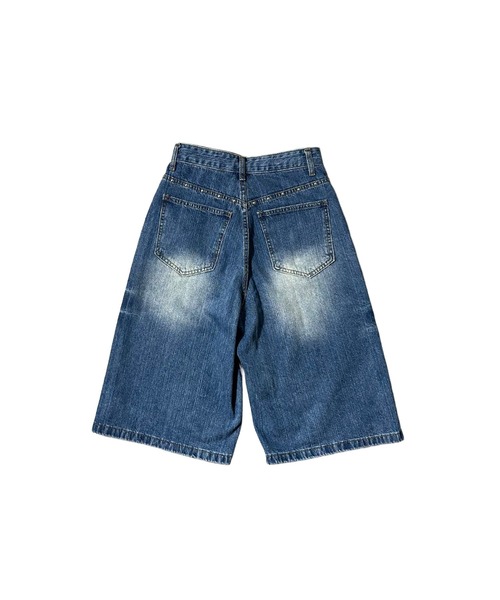 MATU:TA(マトゥータ)の「スタッズバミューダデニムパンツ / ハーフデニム 海外ガール ストリート Aライン スタッズ ウォッシュド 膝下 2サイズ展開 S M ブルー ダークブルー(デニムパンツ・レディース・ダークブルー/ブルー・SMALL/MEDIUM)」の21枚目の写真