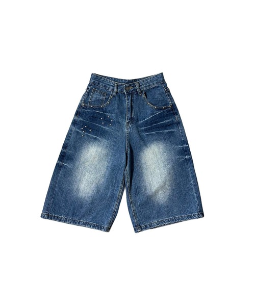 MATU:TA(マトゥータ)の「スタッズバミューダデニムパンツ / ハーフデニム 海外ガール ストリート Aライン スタッズ ウォッシュド 膝下 2サイズ展開 S M ブルー ダークブルー(デニムパンツ・レディース・ダークブルー/ブルー・SMALL/MEDIUM)」の20枚目の写真