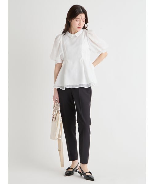 CELFORD（セルフォード）の「【洗える】襟付きメッシュブラウス（シャツ/ブラウス・レディース・ブラック/サックスブルー/ホワイト・36/38）」の4枚目の写真