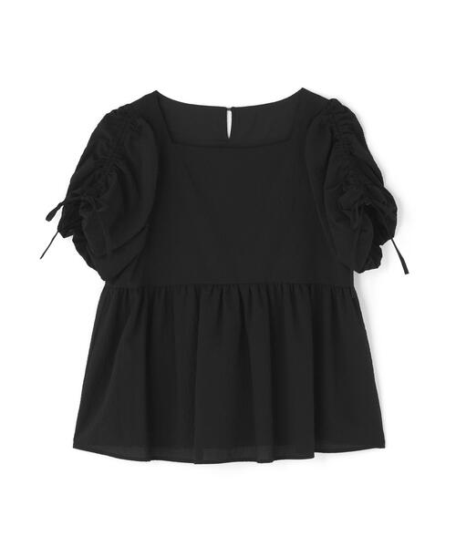 NATURAL BEAUTY BASIC（ナチュラルビューティーベーシック）の「◇ドロストギャザースリーブブラウス（シャツ/ブラウス・レディース・ブラック/オフホワイト/ブルー・FREE）」の4枚目の写真