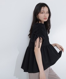 NATURAL BEAUTY BASIC | ◇ドロストギャザースリーブブラウス(シャツ/ブラウス)